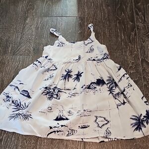 White and Blue Map Print Dress